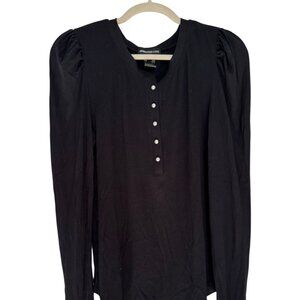 GENERATION LOVE Britt Long Sleeve Top Black with Pearl Buttons Size L EUC
